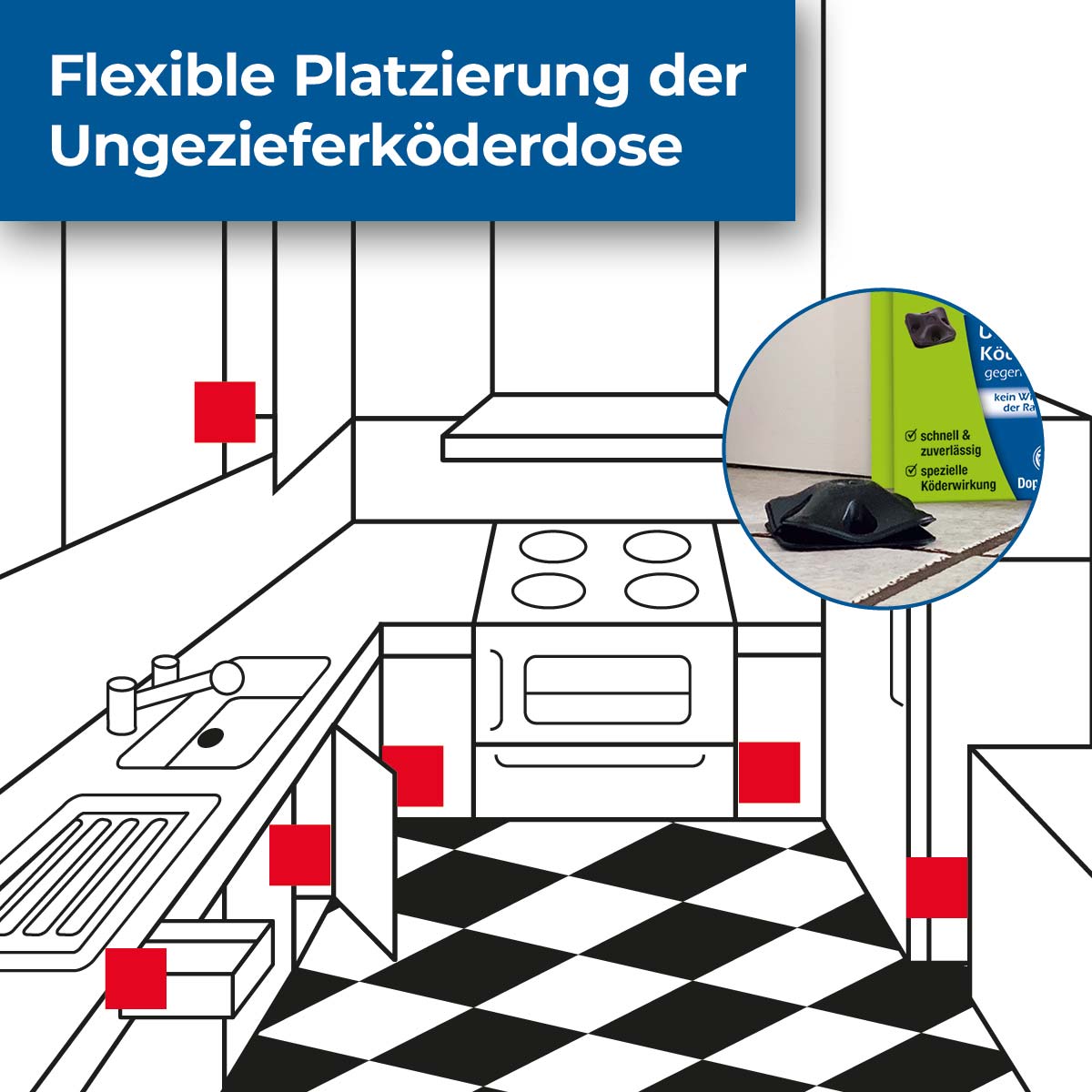 Flexible Platzierung der Ungezieferköderdose