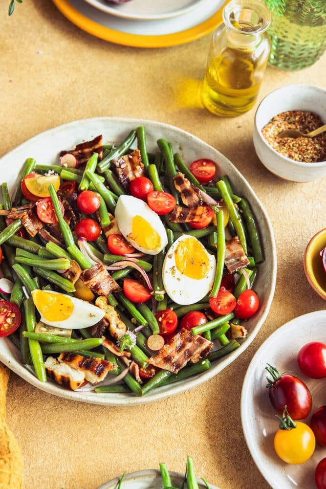 Grüne Bohnen Salat mit Bacon